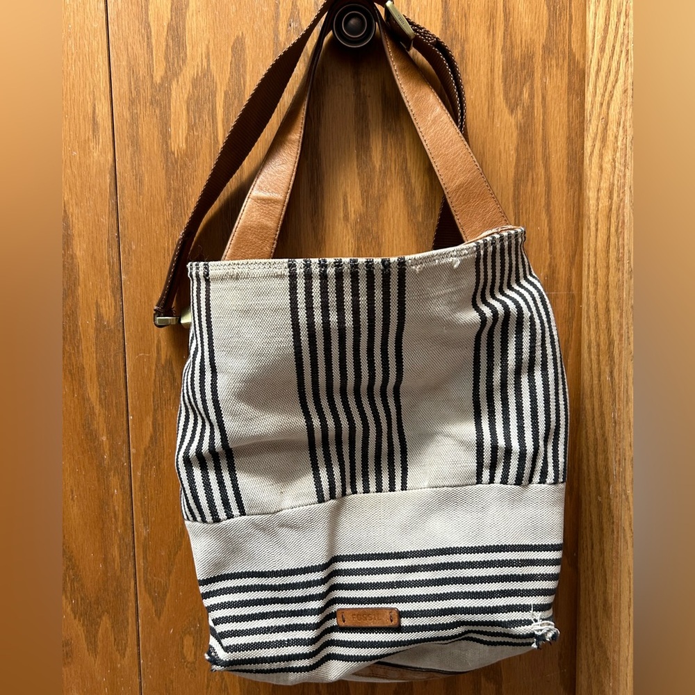 Fossil Striped Canvas Shoulder Bag